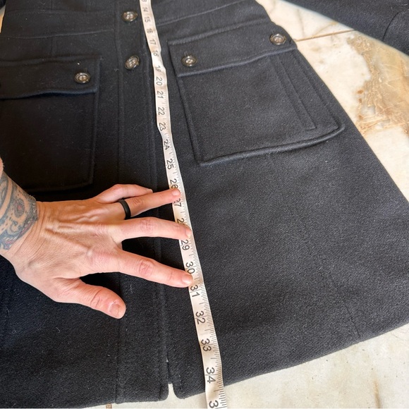 Banana Republic Black Wool Blend Military Trench Classic Peacoat - Size XS - Picture 7 of 15